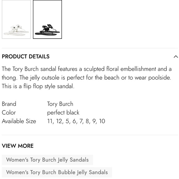 ***New****Tory Burch Perfect Black Flower Jelly Sandals - Picture 15 of 15